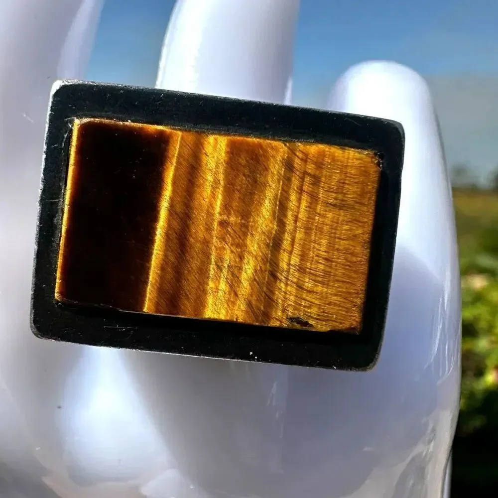 Vintage  square Sterling men’s Tiger's Eye Ring